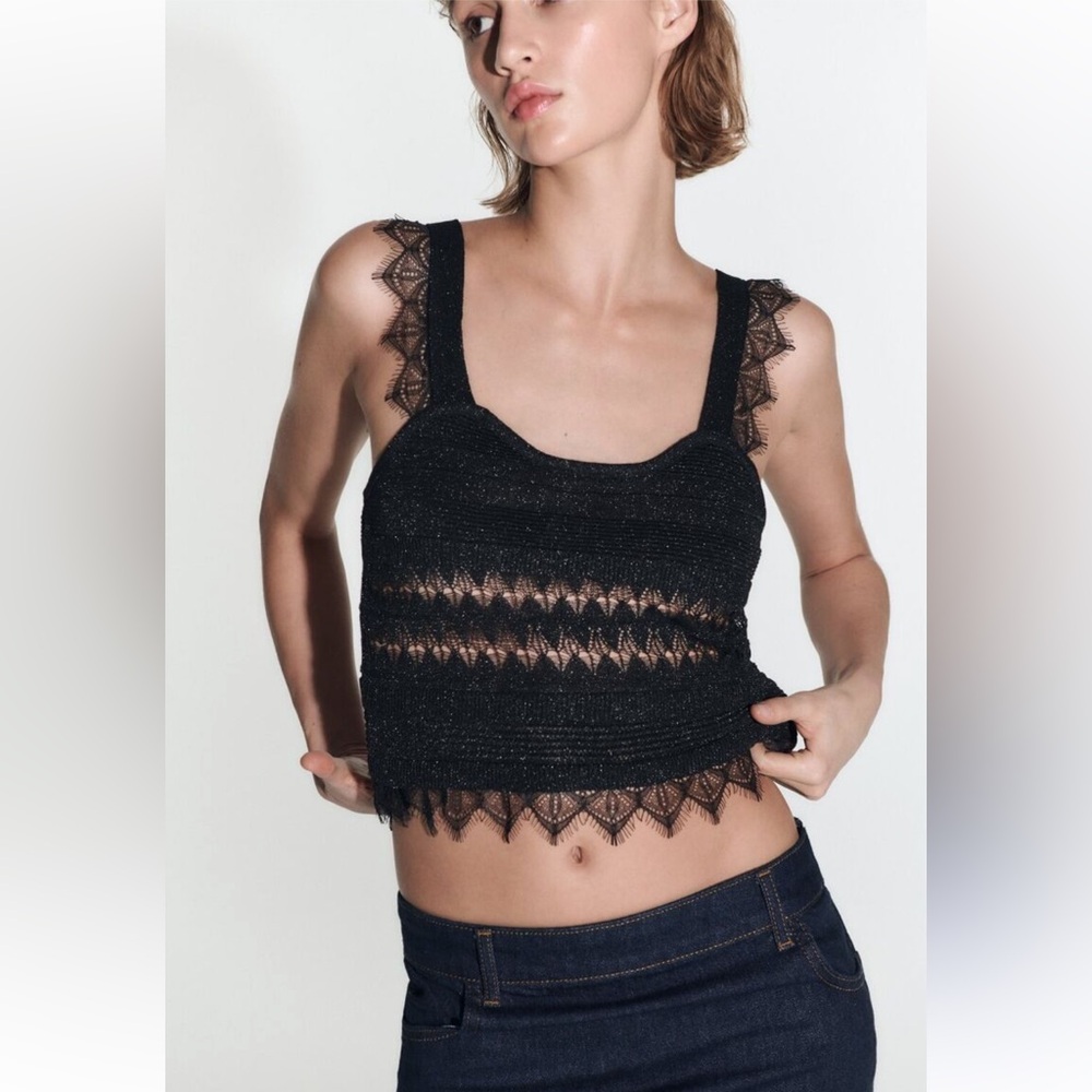 ZARA KNIT TOP WITH METALLIC THREAD